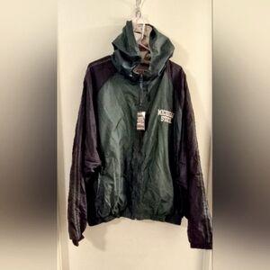 Michigan Hooded Lined Windbreaker Jacket Mens XXL Blk and Green. Steve & Barrys.